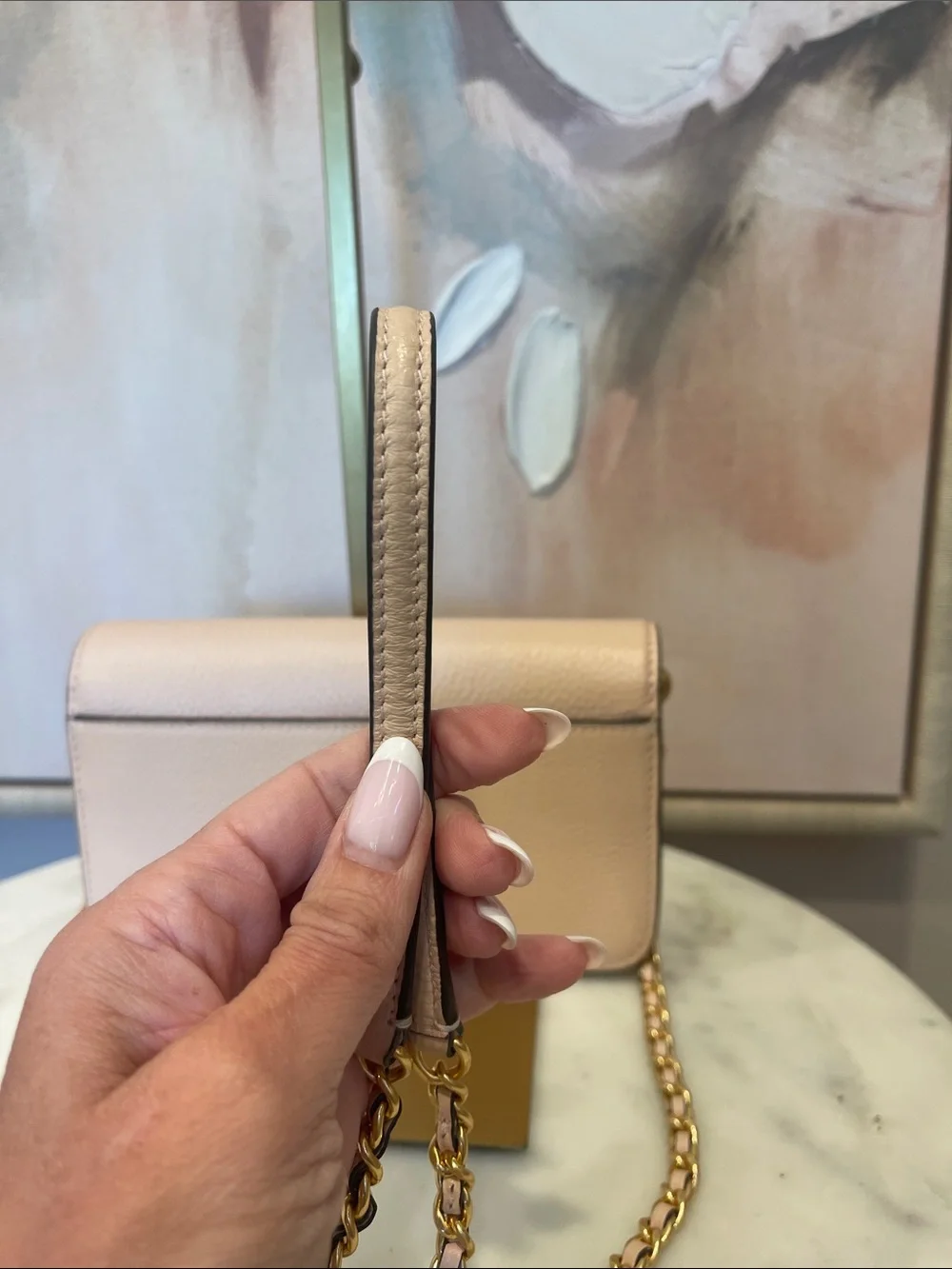 Tory Burch Blush Britten Pebbled Leather Crossbody with Gold Logo